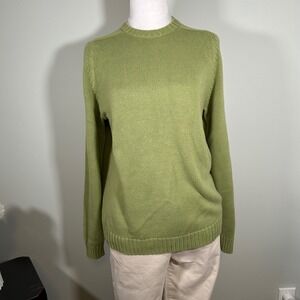 Vintage Lands' End Green‎ Knit Crewneck Sweater Women's Small Classic Pullover